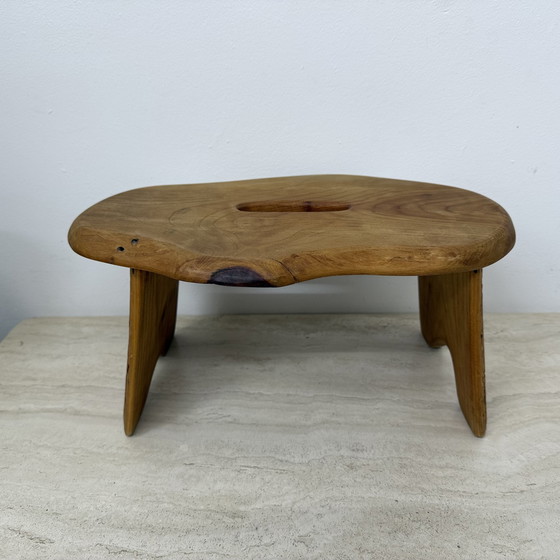 Image 1 of Brutalist Solid Wood Side Table/Stool, 1970s