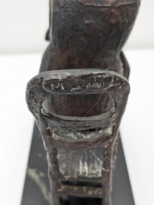 Eros Pellini (1909-1993) - Sculptuur, Zittende vrouw - 34 cm - Brons