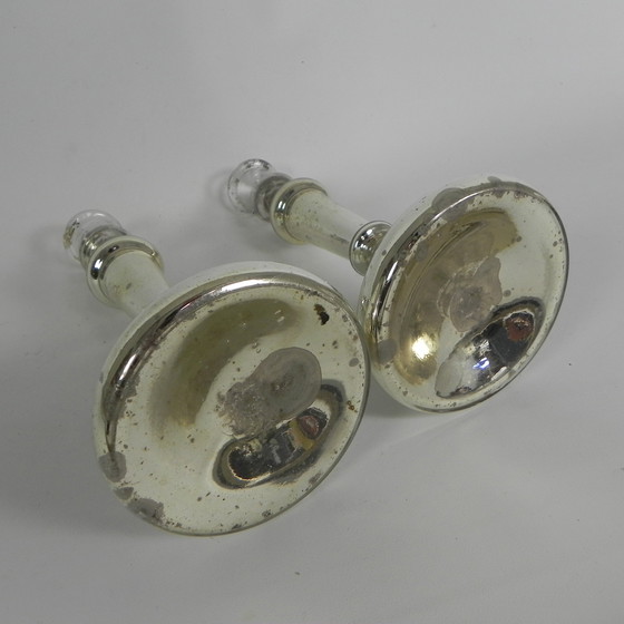 Image 1 of Set di 2 candelieri in argento al mercurio, 1900 circa (argento dei poveri)
