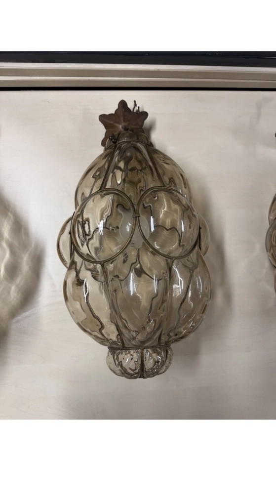 Lampade a sospensione veneziane italiane in vetro di Murano color ambra, anni '50 – Metal, Murano Glass (photo 5 of 7)