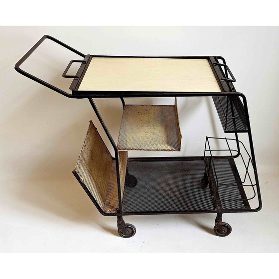 Image 1 of Vintage gele formica trolley van Mathieu Matégot, 1950