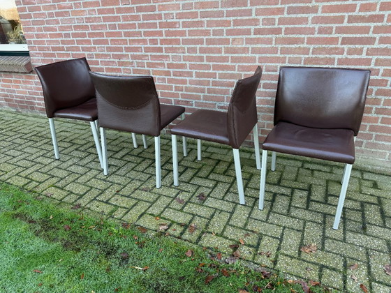 Image 1 of 4x Leolux Myto dining chairs brown leather.