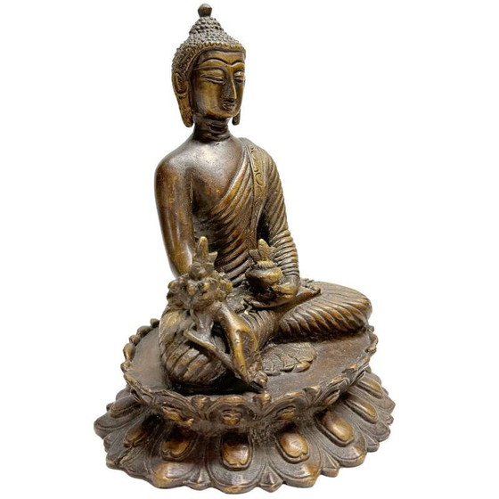 Antique Bronze Sino-Tibetan Buddha Statue on Lotus Throne – Sculpture (photo 2 of 10)