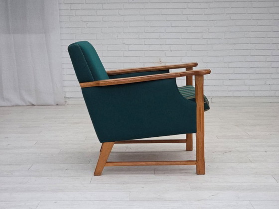Image 1 of 1970s, Danish Armchair, Furniture Wool, Solid Oak Wood.