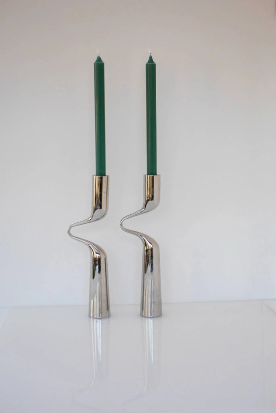 Image 1 of Skulpturale Kerzenhalter, „Tango/Double“, modernes dänisches Design von Mikaela Dörfel