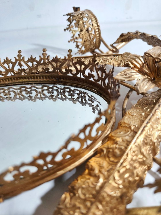 Image 1 of Oval Brass Mirror. Spain, 1940s.