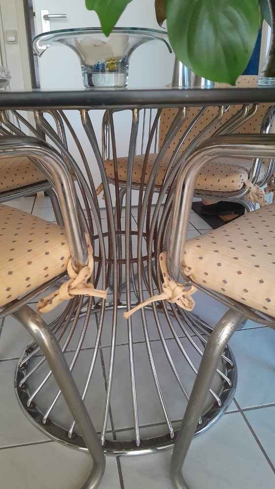 Image 1 of Round dining table with 4 chairs, 1970s