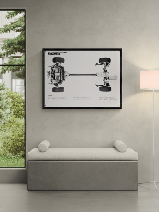 Porsche 928 Transaxle – 1970s Original Vintage Porsche Poster – Mid-Century Modern – 76x102 cm – Paper (photo 2 of 8)