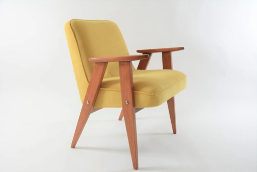 Fauteuil 366, gesigneerd J. Chierowski, geel met vogels
