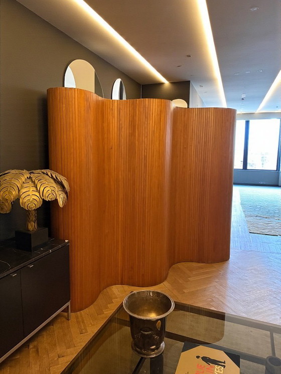 Image 1 of  Large Roll-Up Beech Slat Screen from Baumann, 1930s