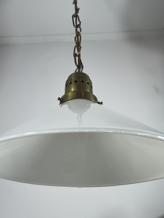 Image 1 of Lampada a sospensione vintage con vetro opalino, anni '60-'70