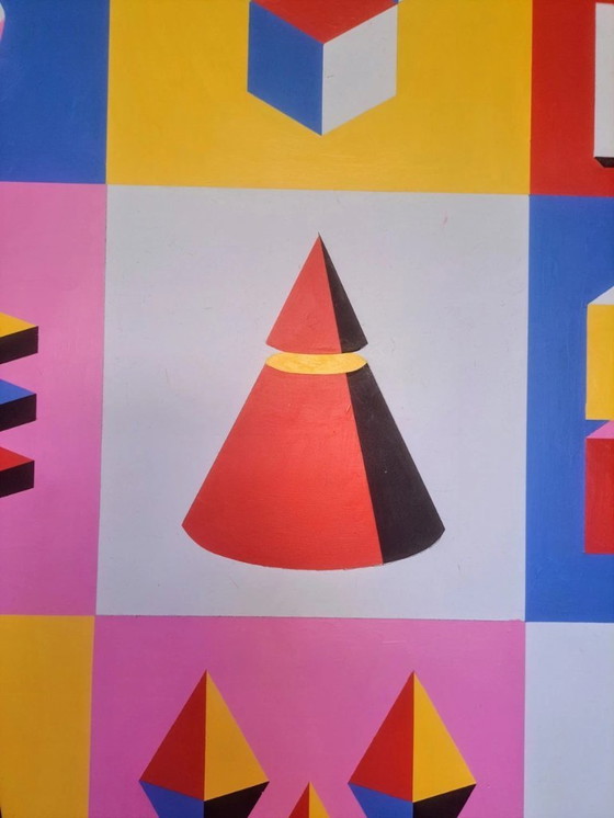 Image 1 of Obra de arte geométrica | Acrílico sobre MDF | 95 x 95 cm