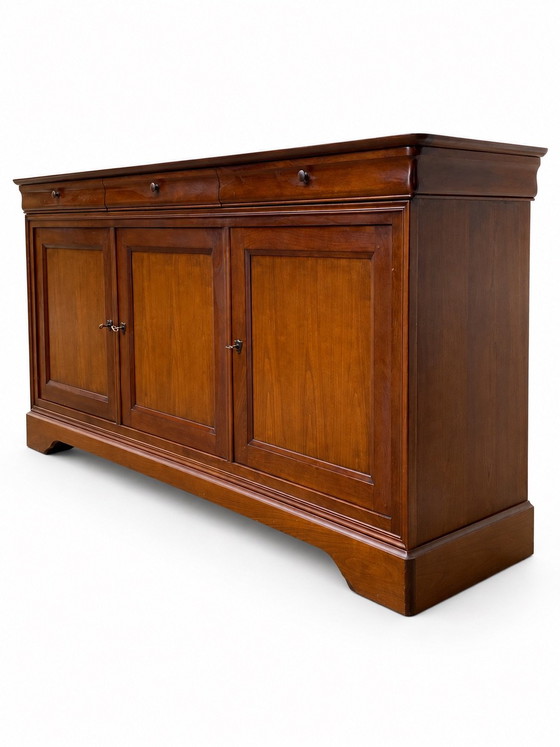French enfilade Sideboard in solid fruitwood, Louis-Philippe style, 187 cm, Brown (photo 7 of 11)