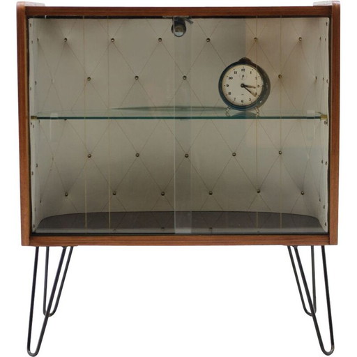 Vintage vitrinekast van mahoniehout en glas, Tsjechië 1960