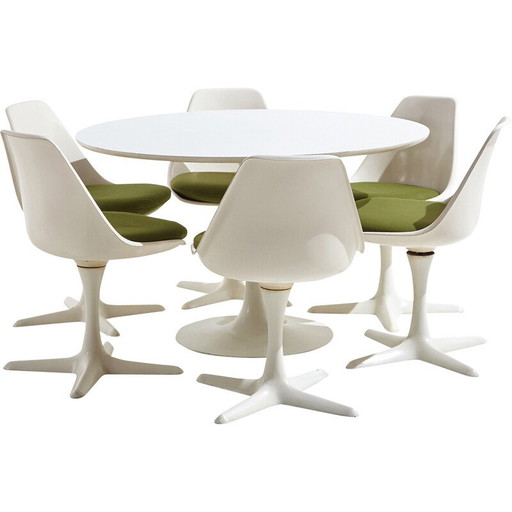 Ensemble de salle à manger vintage MK9663, style Space Age, en métal et plastique, par Maurice Burke pour Arkana, 1960