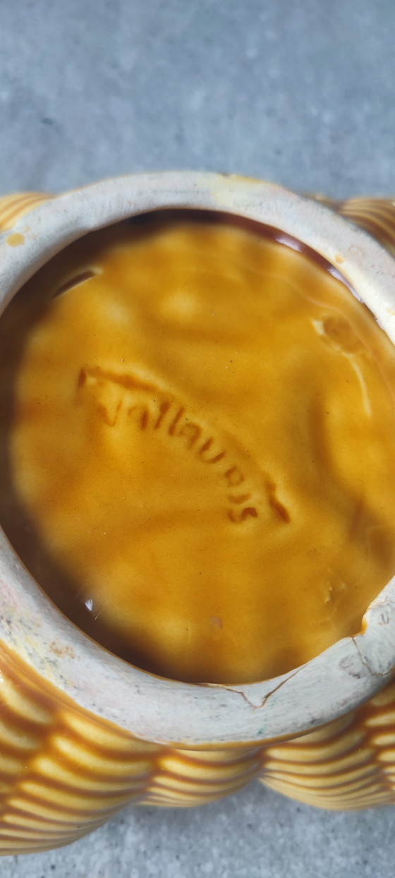 Image 1 of Barbotine "Carrot Basket" Vallauris