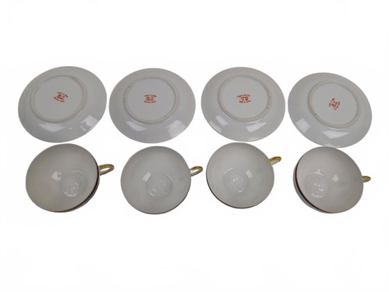 Image 1 of Tasses et soucoupes en porcelaine japonaise en forme de coquille d'œuf