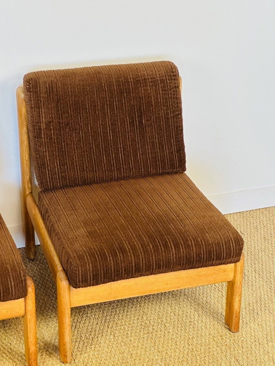 Image 1 of Ensemble de Salon modulable Vintage en Chêne et Velours Côtelé, 1960s, Set de 5