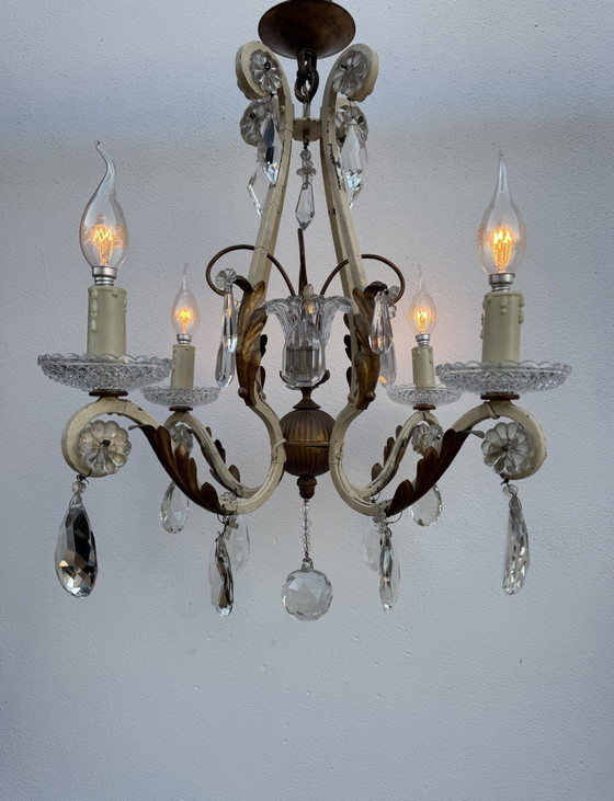 Lampadario in cristallo e ferro battuto con pendenti 1900 – Iron, Crystal (photo 6 of 15)