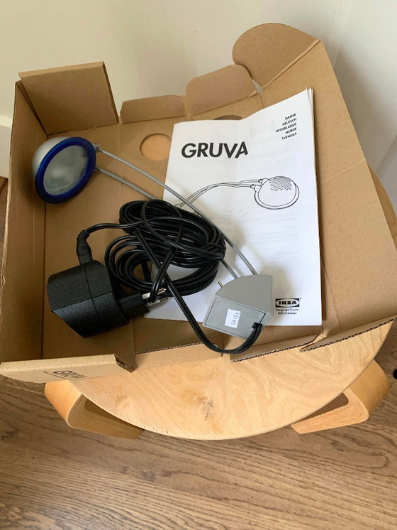 Image 1 of Faretto da parete IKEA Gruva – argento/blu, con confezione originale