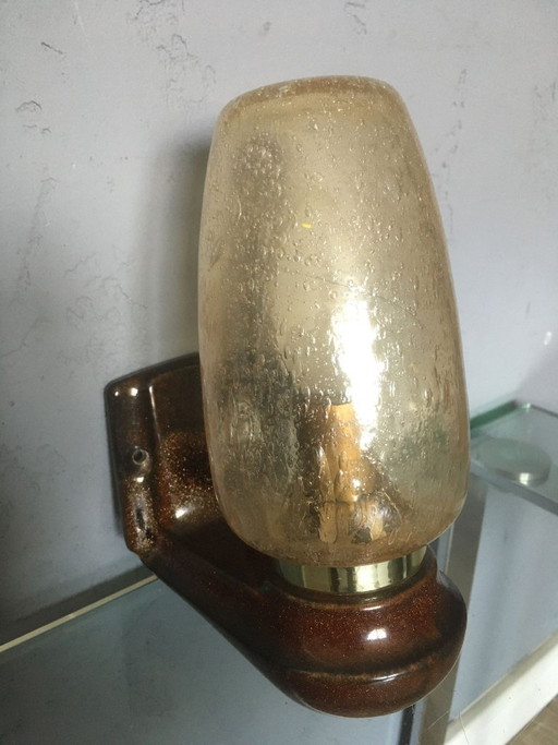 Ceramic wall lamp with antico glass shade, 1960s-70s