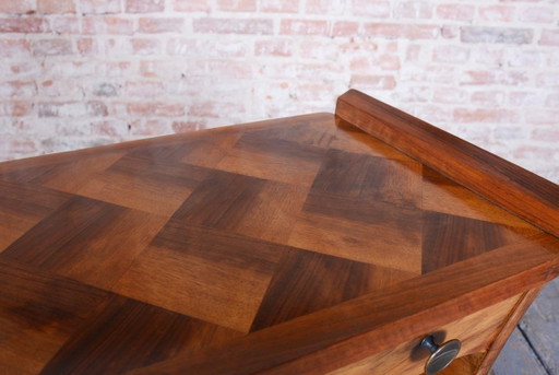 Restored Art Deco Side Table, Walnut, Revived Polish, France, 1920s – bijzettafels, Metal, Wood (photo 2 of 15)