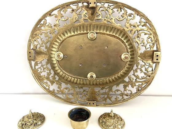 Image 1 of Double Encriers sur Plateau Bronze Doré Ciselé Style Louis XV Epoque Napoléon III