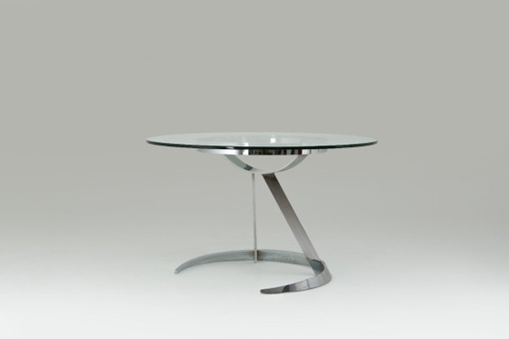 Image 1 of  Sculptural "Scimitar" Dining Set in Burgundy Bouclé - Boris Tabacoff