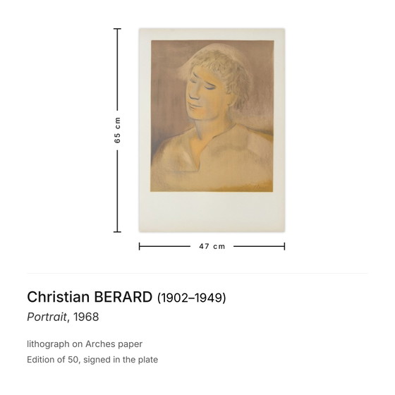 Portrait lithographique de Christian Bérard, 1968 – Lithographies et sérigraphies, Paper (photo 3 of 5)