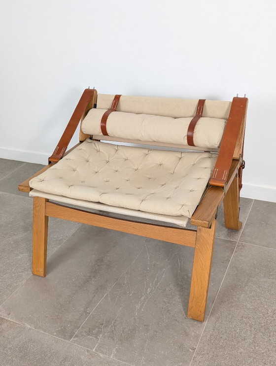 Image 1 of Fauteuil danois avec sangles en toile et cuir, XXe siècle