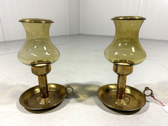 Image 1 of 2 X Peter Jensen Kopenhagen messing kandelaars Denemarken 1960’s