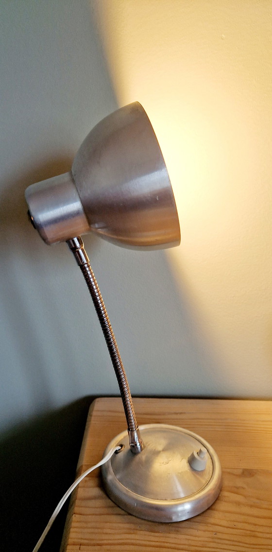 Image 1 of Industrial-style casserole-style lamp - Brushed aluminum - 1960s