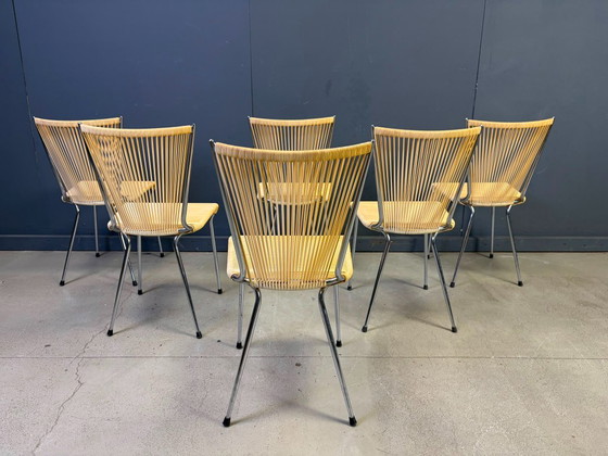 Vintage 'Scoubidou' stoelen, set van 6 - jaren 60 – Eetkamerstoelen, Metal, Plastic (photo 7 of 9)