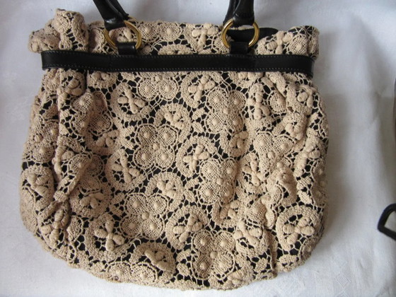 Image 1 of Gehaakte & leren tas / shopper APPARTAMENTO 50 (Marisa Maglif) Italië, vintage design