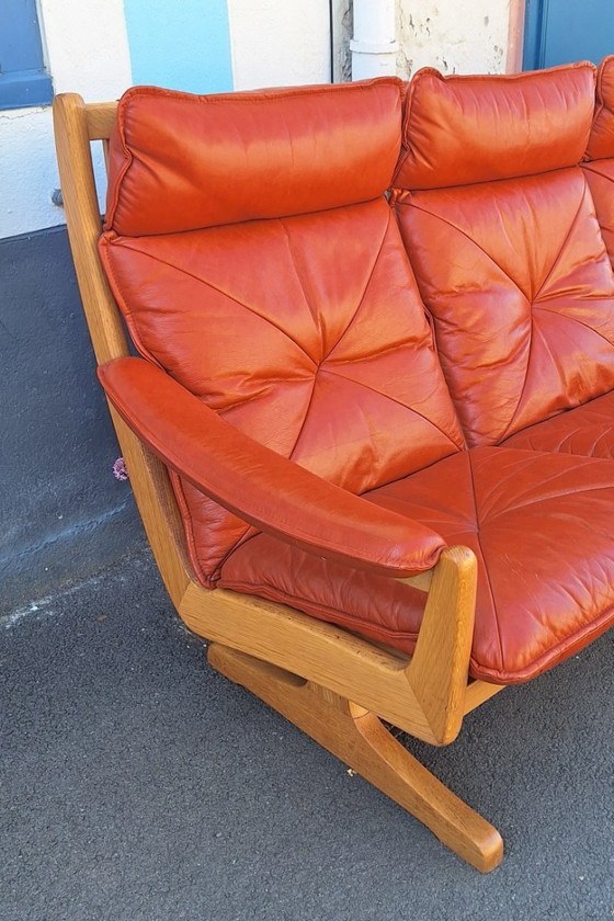 Image 1 of Banquette scandinave en bois et cuir par Soda Galvano pour Liebe Mobel