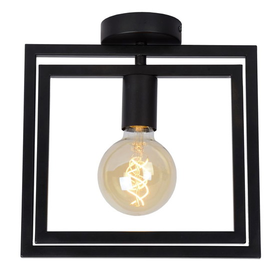 Lucide LUUK Ceiling Light 1x E27 Black - Square Design – Metal, Modern (photo 4 of 4)