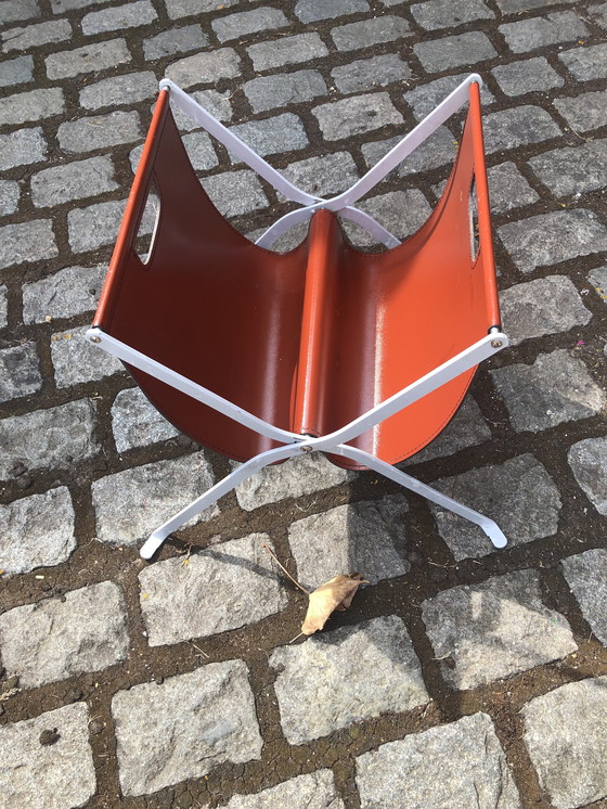 Image 1 of Porte-revues pliant en cuir vintage - periode 1970