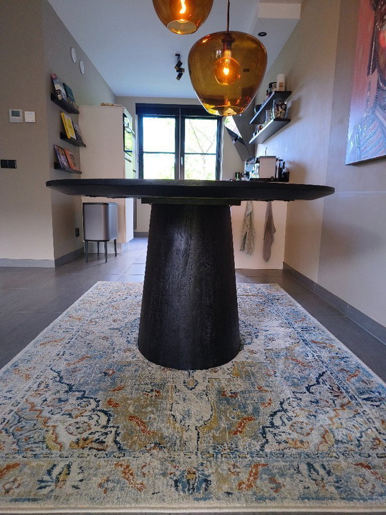 Image 1 of Oval Dining Table Aron Mango Wood Black – 200cm