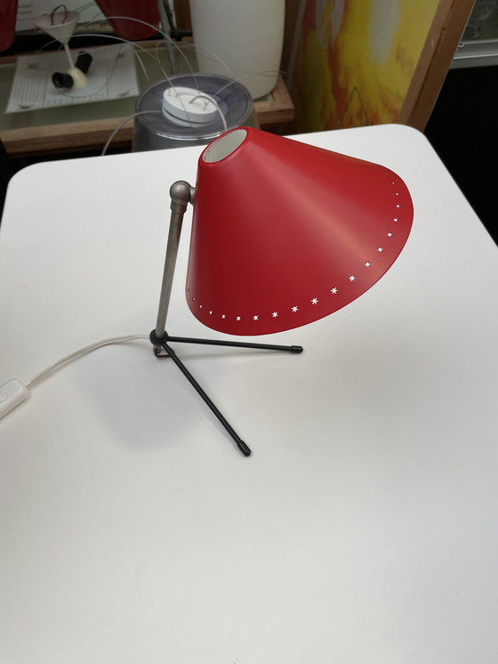 Image 1 of Red Pinocchio table lamp, H. Busquet