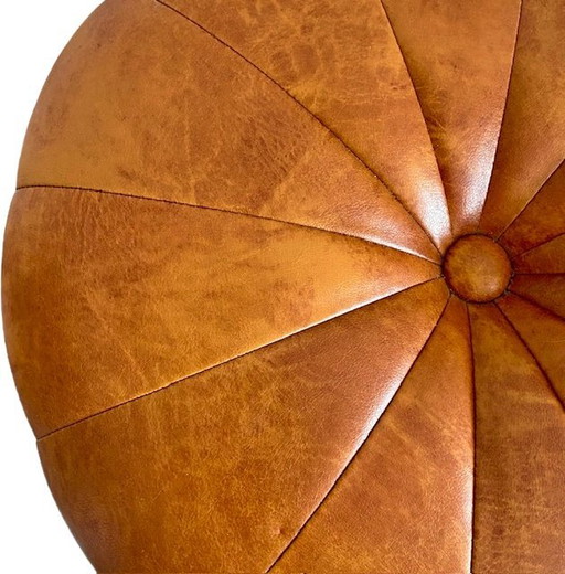 Vintage round pouf skai patchwork 1960s