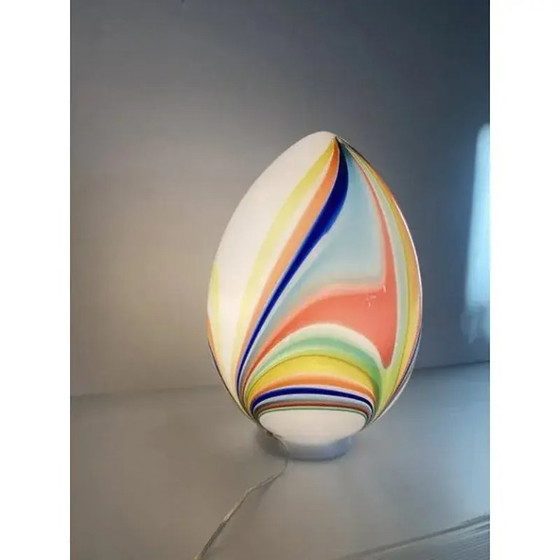 Image 1 of White Egg with Multicolored Reeds Table Lamp by Simoeng