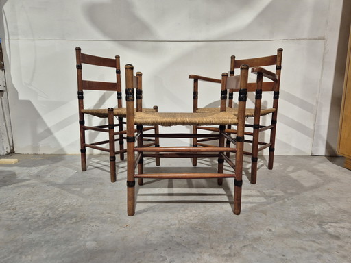 Jac Levee Art-Deco-Set, bestehend aus 2 Stühlen und einem Hocker