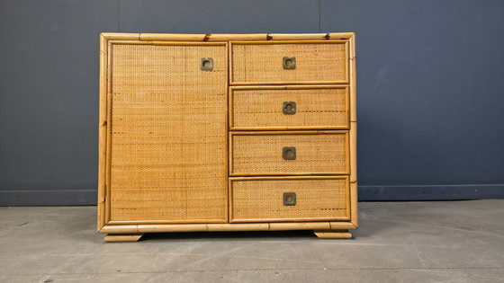 Image 1 of Wicker and bamboo cabinet by Dal Vera, 1970s