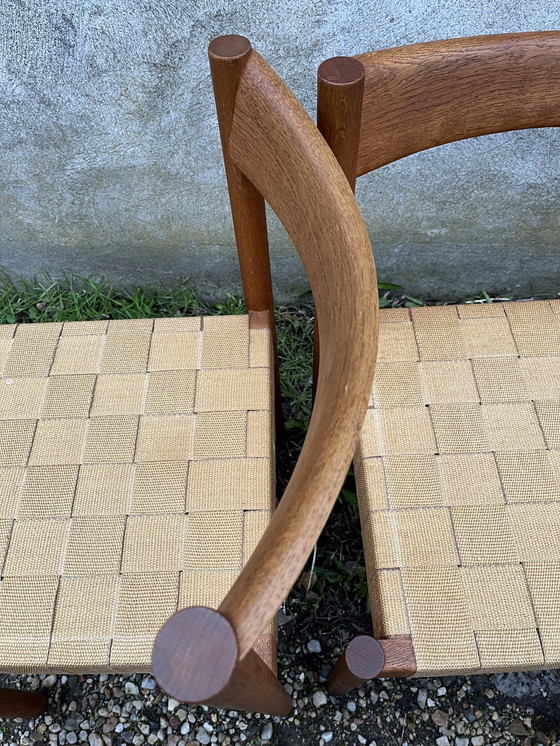 Image 1 of Scandinavian chairs in wood and webbing, 1960s design