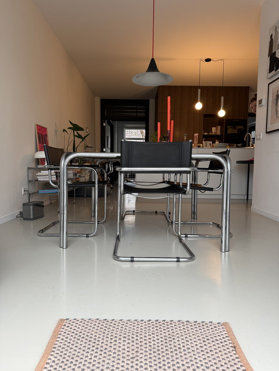 Image 1 of Tubular frame Bauhaus vintage dining table with chairs