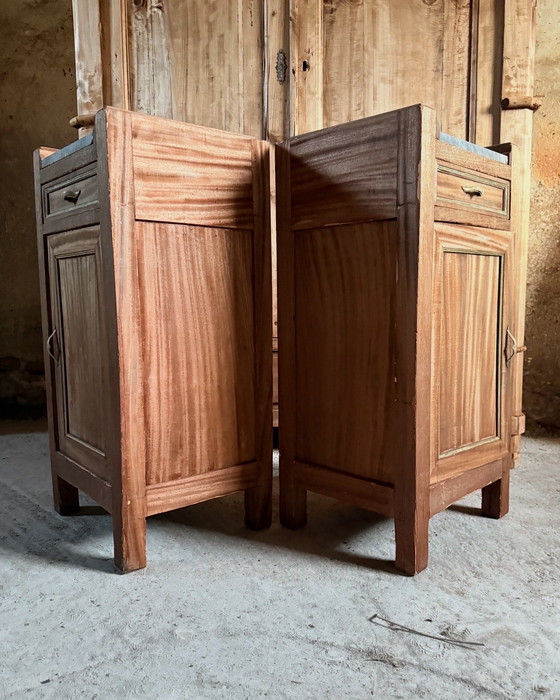 Image 1 of Coppia comodini art deco legno marmo