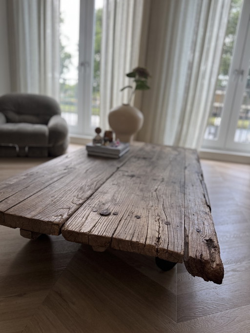 Jahrhundertealter Templer Couchtisch – salontafels, Wood, Metal