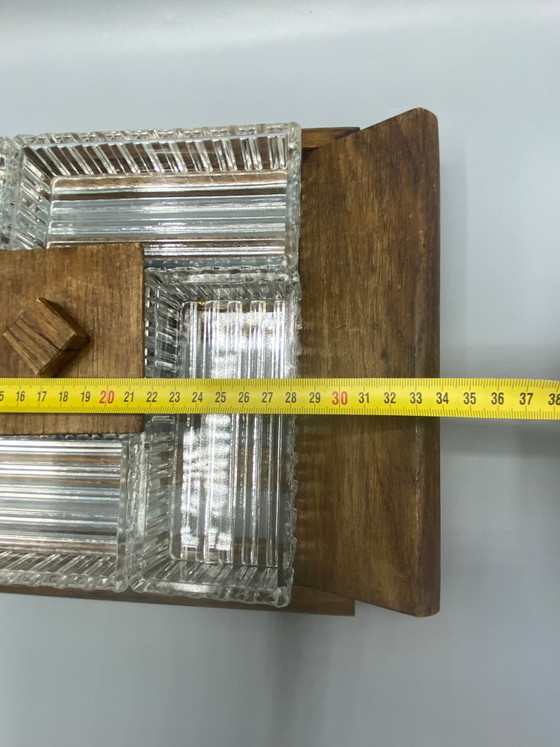 Art Deco Pressed Glass and Wood Hors d'oeuvre Set - 5 Small Dishes – Glass & Decanter (photo 4 of 4)
