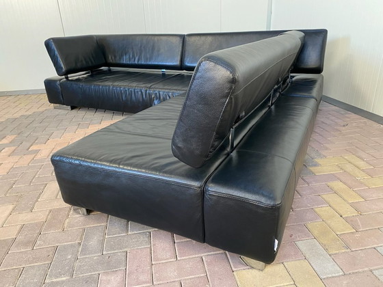 Image 1 of Bruhl zwarte leren hoekbank – Verstelbaar comfort – Ruim loungeontwerp – Gratis levering