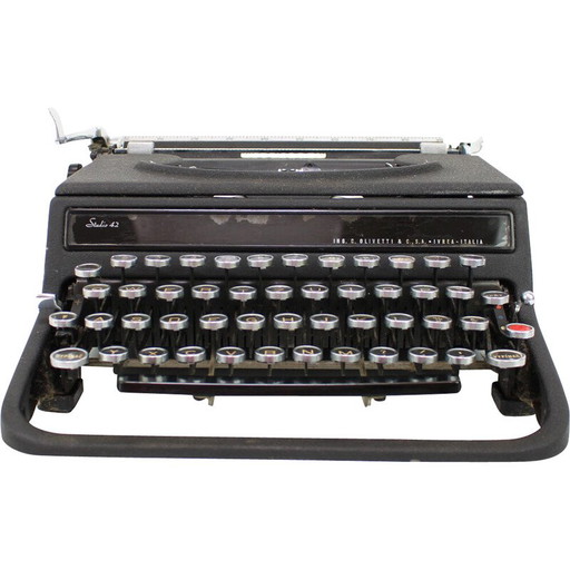 Máquina de escribir vintage de plástico cromado para Olivetti, Italia, 1946
